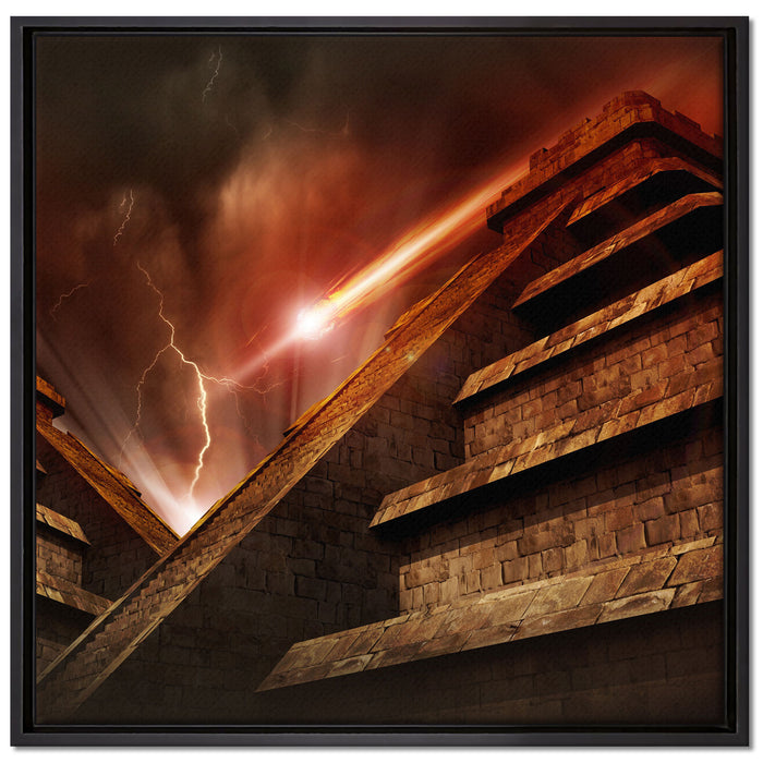 Majatempel bei Gewitter auf Leinwandbild Quadratisch gerahmt Größe 70x70