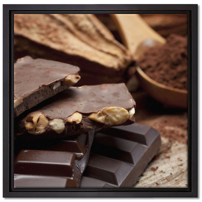 Leckere Schokolade auf Leinwandbild Quadratisch gerahmt Größe 40x40