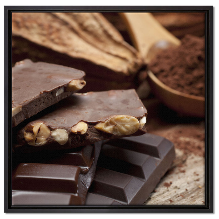 Leckere Schokolade auf Leinwandbild Quadratisch gerahmt Größe 60x60