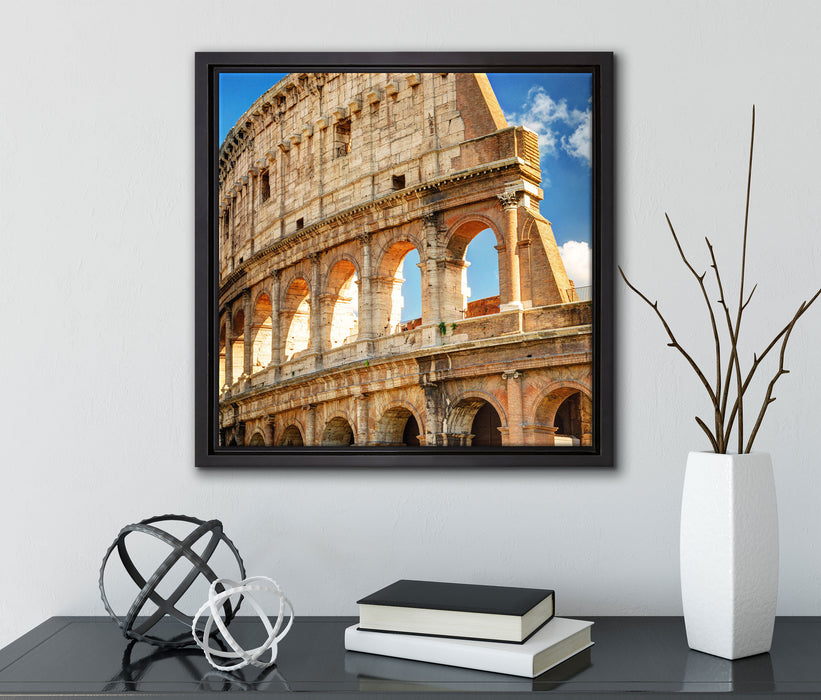 Kolosseum in Rom  auf Leinwandbild Quadratisch gerahmt mit Kirschblüten