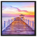 Steg ins Meer bei Sonnenuntergang auf Leinwandbild Quadratisch gerahmt Größe 60x60