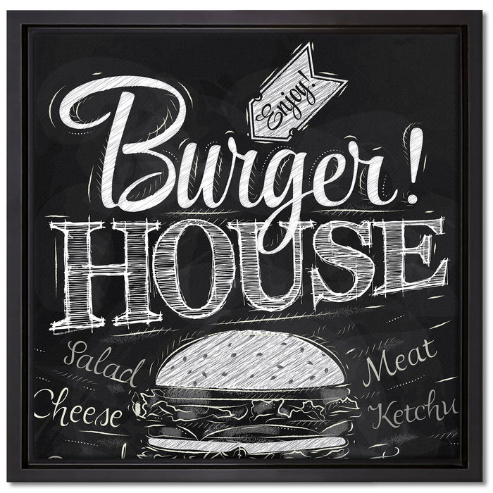 Burger House auf Leinwandbild Quadratisch gerahmt Größe 40x40