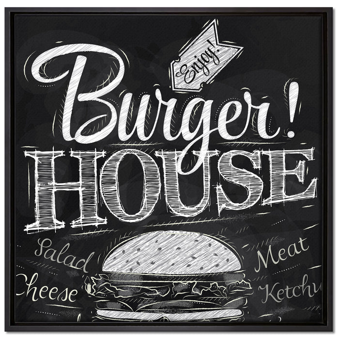 Burger House auf Leinwandbild Quadratisch gerahmt Größe 70x70