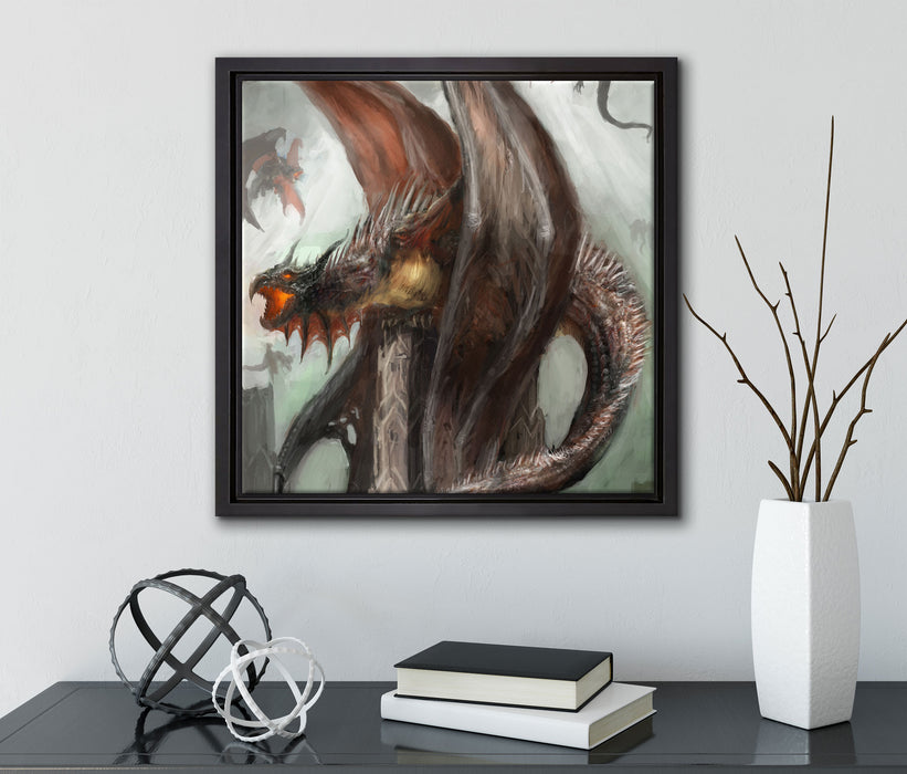 Dragons  auf Leinwandbild Quadratisch gerahmt mit Kirschblüten