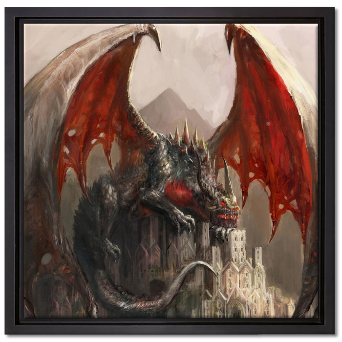 Dragon castle auf Leinwandbild Quadratisch gerahmt Größe 40x40