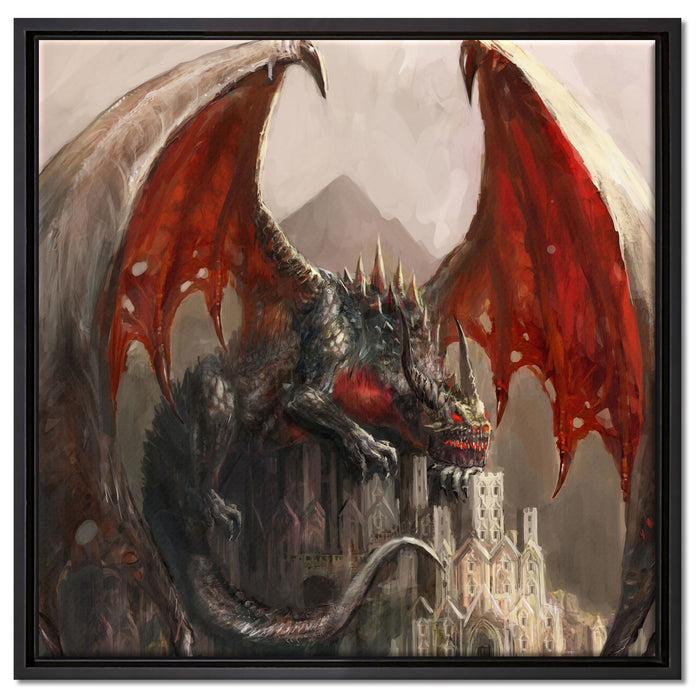 Dragon castle auf Leinwandbild Quadratisch gerahmt Größe 60x60