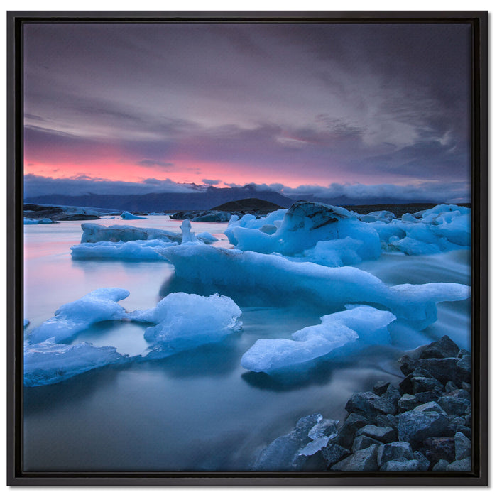 Extreme Eislandschaft auf Leinwandbild Quadratisch gerahmt Größe 70x70