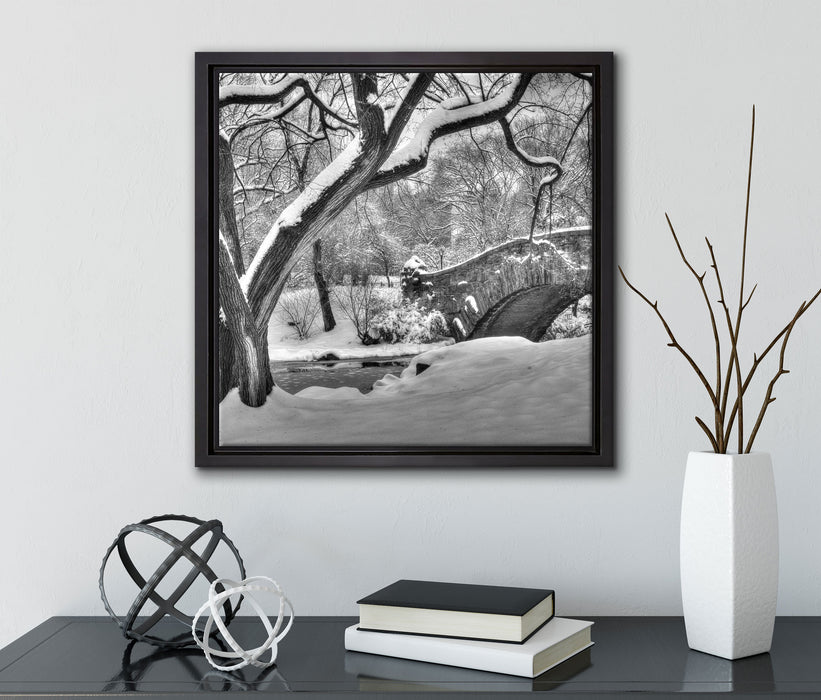 Central Park New York  auf Leinwandbild Quadratisch gerahmt mit Kirschblüten