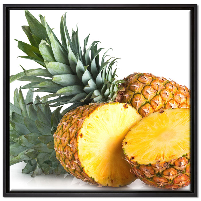 Frische Ananas auf Leinwandbild Quadratisch gerahmt Größe 70x70