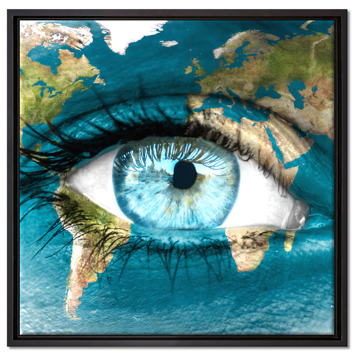 Die Erde auf ein Gesicht auf Leinwandbild Quadratisch gerahmt Größe 60x60