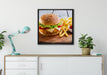 Chickenburger Pommes auf Leinwandbild gerahmt Quadratisch verschiedene Größen im Wohnzimmer