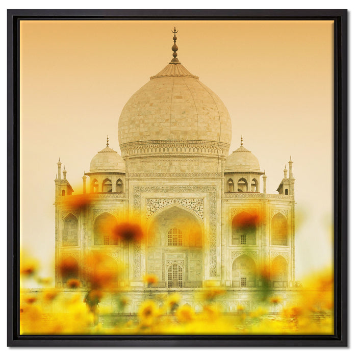 Taj Mahal im Sommer auf Leinwandbild Quadratisch gerahmt Größe 60x60