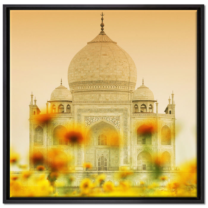 Taj Mahal im Sommer auf Leinwandbild Quadratisch gerahmt Größe 70x70