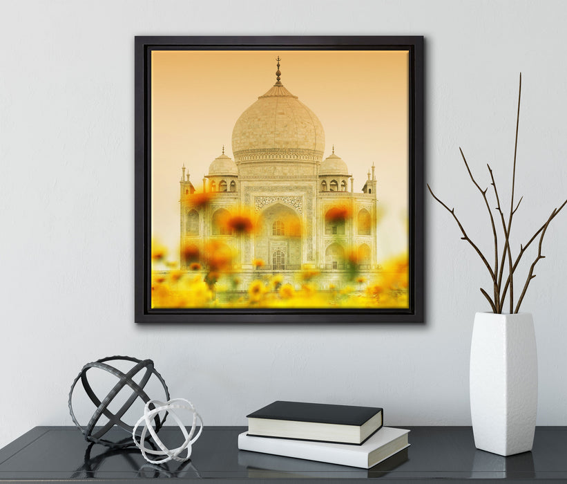 Taj Mahal im Sommer  auf Leinwandbild Quadratisch gerahmt mit Kirschblüten
