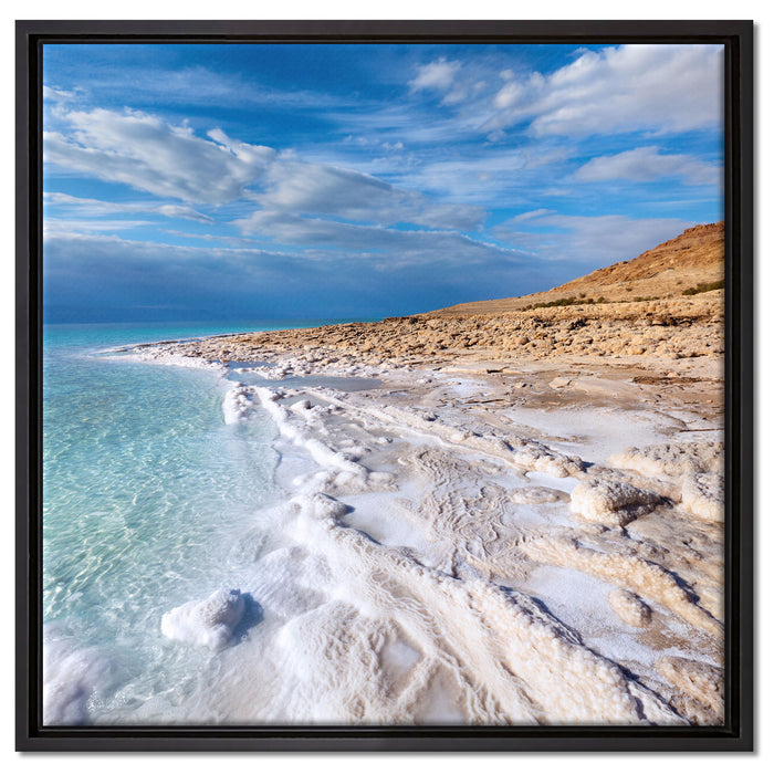 Das Tote Meer bei Tag auf Leinwandbild Quadratisch gerahmt Größe 60x60