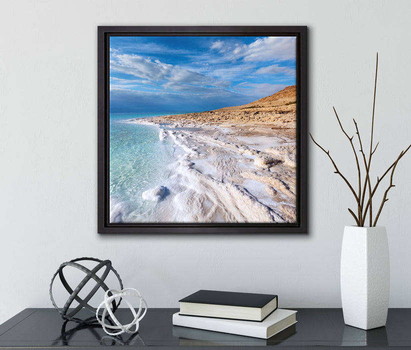 Das Tote Meer bei Tag  auf Leinwandbild Quadratisch gerahmt mit Kirschblüten