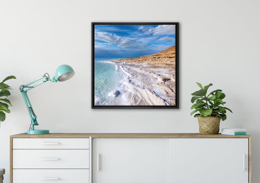 Das Tote Meer bei Tag auf Leinwandbild gerahmt Quadratisch verschiedene Größen im Wohnzimmer