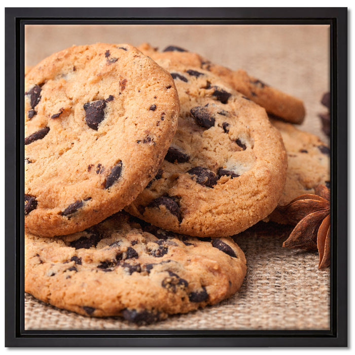 Cookies mit Schokostückchen auf Leinwandbild Quadratisch gerahmt Größe 40x40