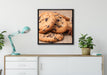 Cookies mit Schokostückchen auf Leinwandbild gerahmt Quadratisch verschiedene Größen im Wohnzimmer