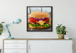 Leckerer Cheesburger auf Leinwandbild gerahmt Quadratisch verschiedene Größen im Wohnzimmer