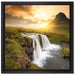Wasserfall bei Sonnenuntergang auf Leinwandbild Quadratisch gerahmt Größe 40x40