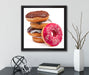 Süße Donuts  auf Leinwandbild Quadratisch gerahmt mit Kirschblüten
