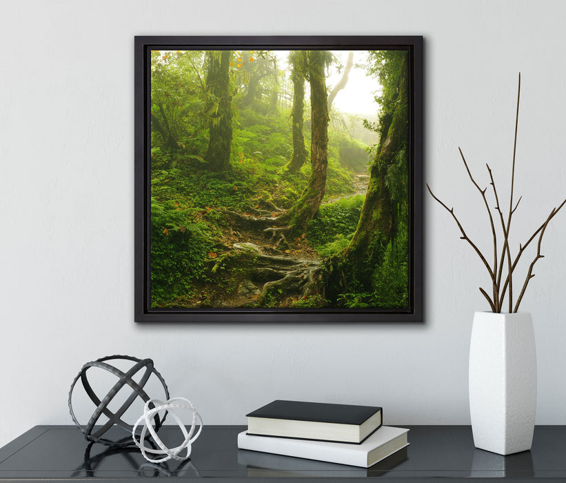 Unberührter Regenwald  auf Leinwandbild Quadratisch gerahmt mit Kirschblüten