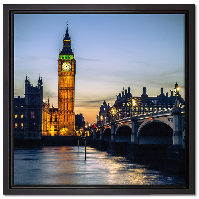 Big Ben bei Nacht auf Leinwandbild Quadratisch gerahmt Größe 40x40
