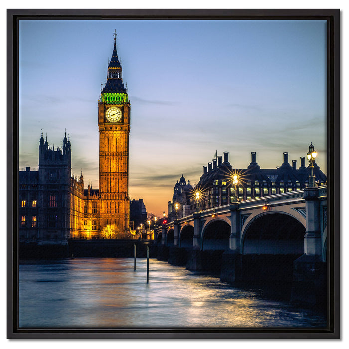 Big Ben bei Nacht auf Leinwandbild Quadratisch gerahmt Größe 60x60