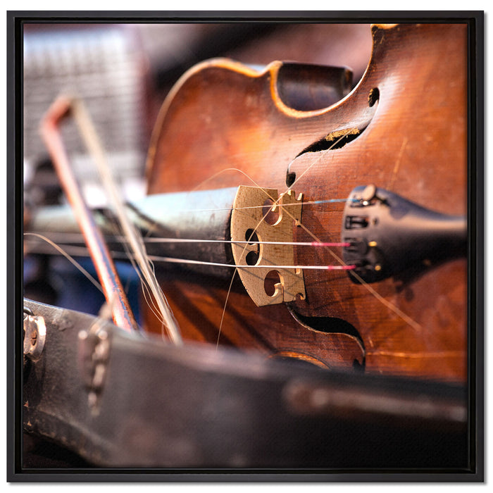 Alte Violine auf Leinwandbild Quadratisch gerahmt Größe 70x70