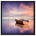 Einsames Boot auf See auf Leinwandbild Quadratisch gerahmt Größe 60x60