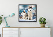 Zwei wilde Huskies auf Leinwandbild gerahmt Quadratisch verschiedene Größen im Wohnzimmer