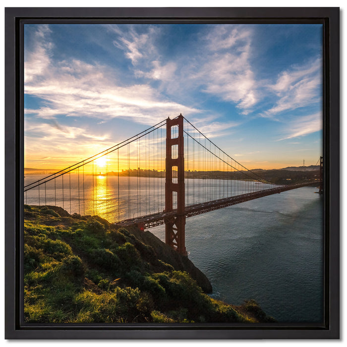 Golden Gate Bridge auf Leinwandbild Quadratisch gerahmt Größe 40x40