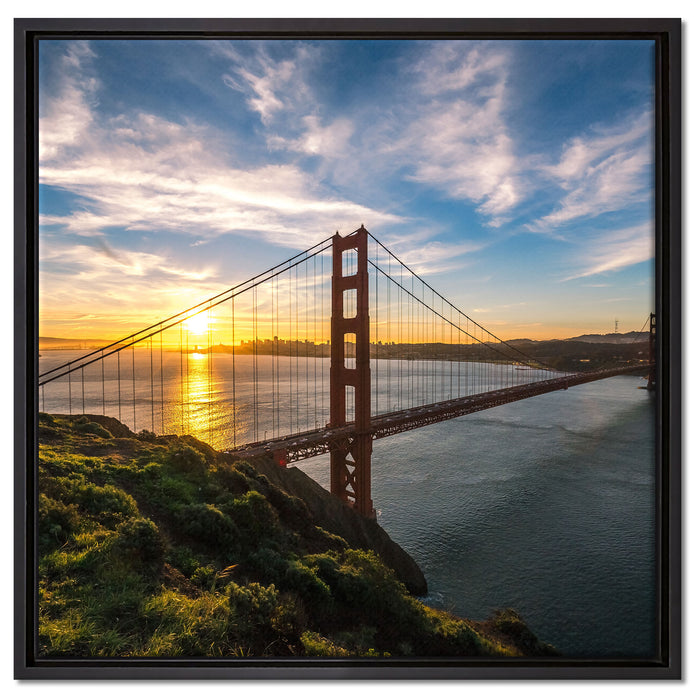 Golden Gate Bridge auf Leinwandbild Quadratisch gerahmt Größe 60x60