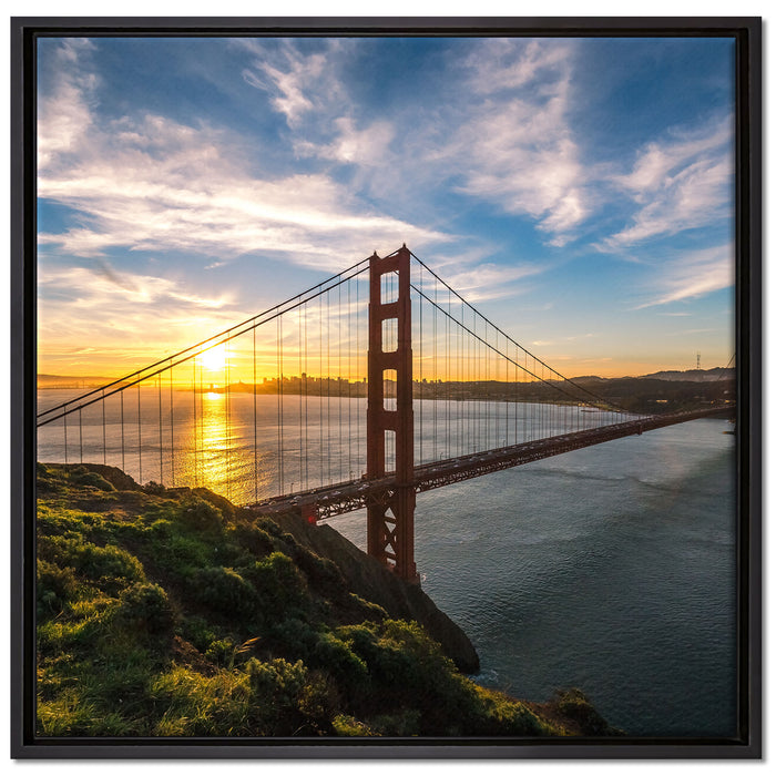 Golden Gate Bridge auf Leinwandbild Quadratisch gerahmt Größe 70x70