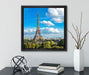 Riesiger Eiffelturm in Paris  auf Leinwandbild Quadratisch gerahmt mit Kirschblüten