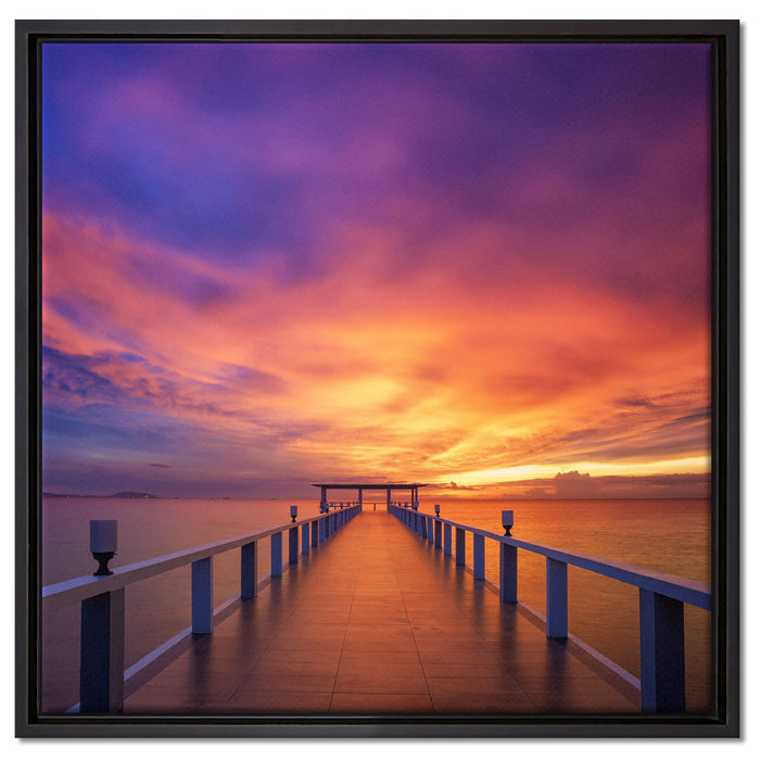 Steg ins Meer auf Leinwandbild Quadratisch gerahmt Größe 60x60