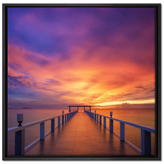 Steg ins Meer auf Leinwandbild Quadratisch gerahmt Größe 70x70