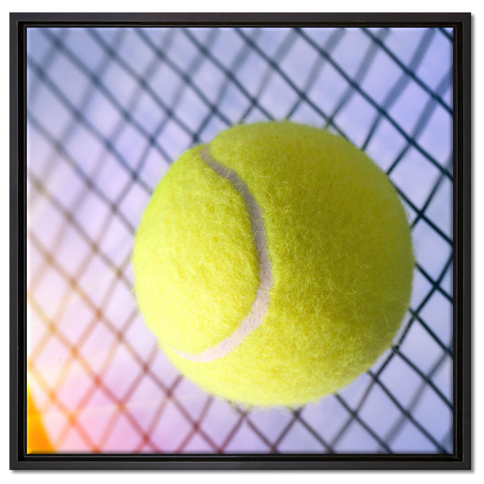 Tennisschläger Tennisball auf Leinwandbild Quadratisch gerahmt Größe 60x60