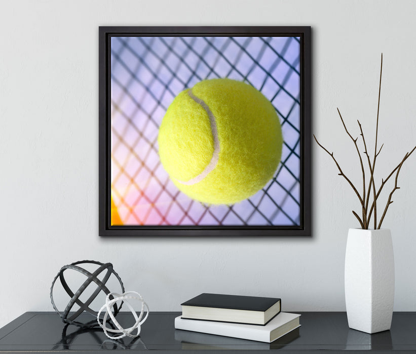 Tennisschläger Tennisball  auf Leinwandbild Quadratisch gerahmt mit Kirschblüten