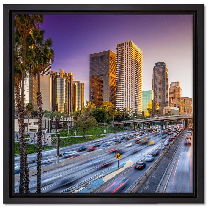 Straßenverkehr in Los Angeles auf Leinwandbild Quadratisch gerahmt Größe 40x40
