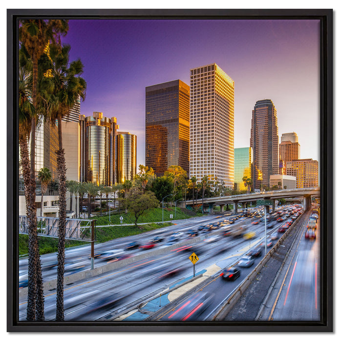 Straßenverkehr in Los Angeles auf Leinwandbild Quadratisch gerahmt Größe 60x60