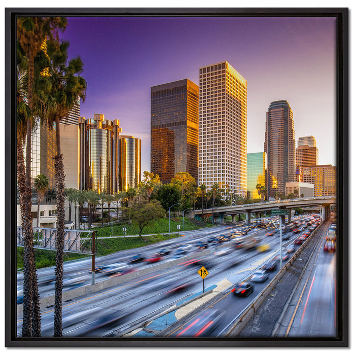Straßenverkehr in Los Angeles auf Leinwandbild Quadratisch gerahmt Größe 70x70