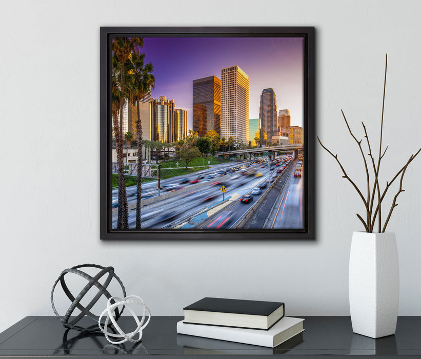 Straßenverkehr in Los Angeles  auf Leinwandbild Quadratisch gerahmt mit Kirschblüten
