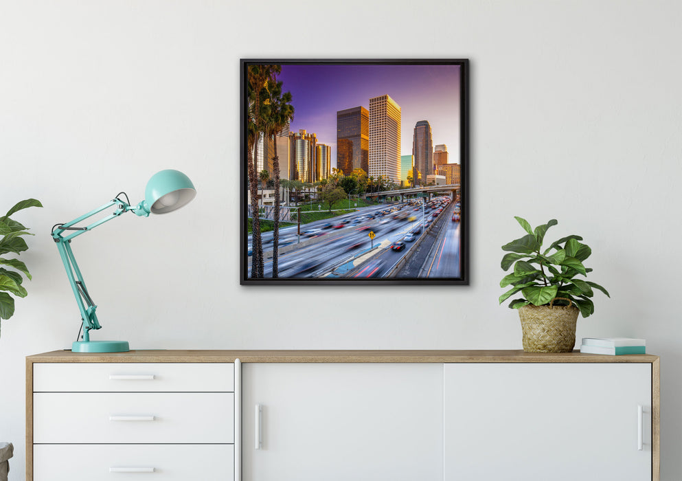 Straßenverkehr in Los Angeles auf Leinwandbild gerahmt Quadratisch verschiedene Größen im Wohnzimmer