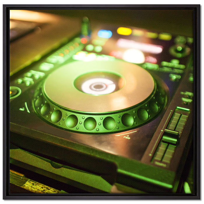 Grün beleuchteter DJ Pult auf Leinwandbild Quadratisch gerahmt Größe 70x70