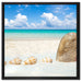 Sandstrand mit Muscheln auf Leinwandbild Quadratisch gerahmt Größe 60x60