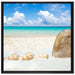 Sandstrand mit Muscheln auf Leinwandbild Quadratisch gerahmt Größe 70x70
