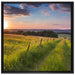 Bergwiese im Sonnenaufgang auf Leinwandbild Quadratisch gerahmt Größe 70x70