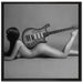 Nackte Frau mit Gitarre auf Leinwandbild Quadratisch gerahmt Größe 70x70